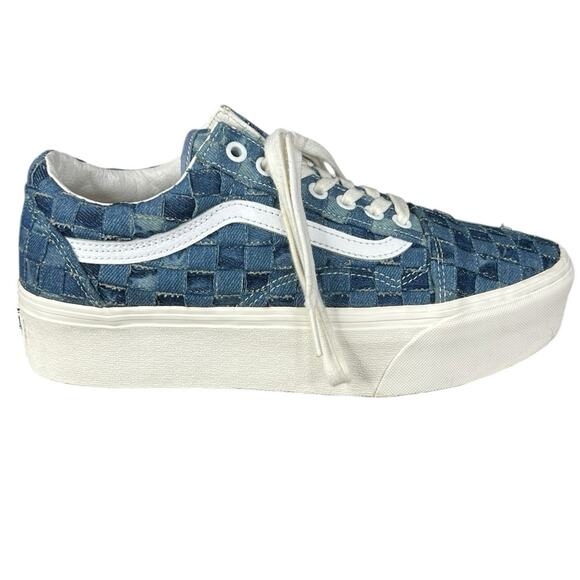 Vans Unisex Stackform Blue Woven Denim Platform Sneaker Size M 8 W 9.5 - Picture 1 of 11
